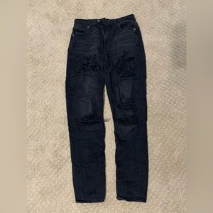 Black ripped mom jeans